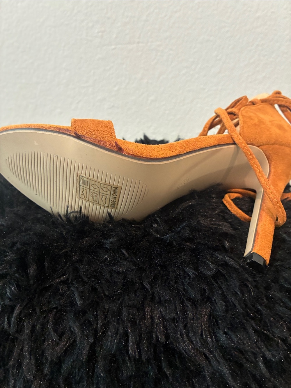 Suede Lace-Up High Heel Sandals in Rust - Picture 6 of 6